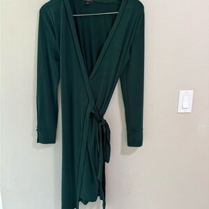 Ann Taylor Factory Forest Green Faux Wrap Dress - Size M